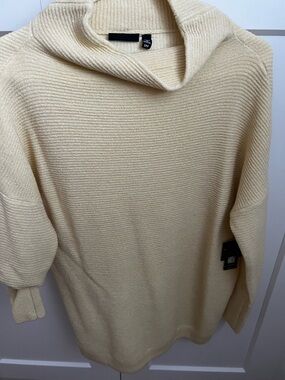 RD Style Soft Cream Ribbed Cowl Sweater